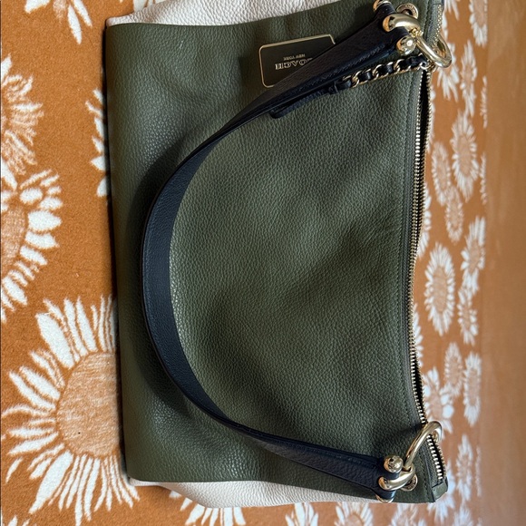 Coach Dark Olive, White, & Black Pebbled Leather Shoulder Bag with Wallet - Picture 7 of 11